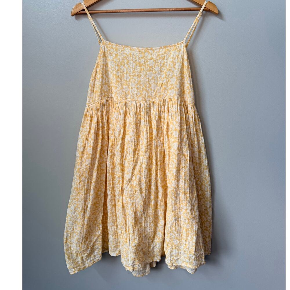 American Eagle Yellow Babydoll High Low Tie Back Dress Spaghetti Strap Summer L